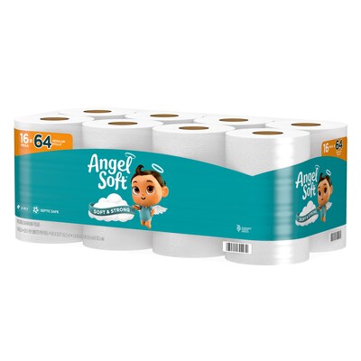 Angel Soft & Strong Mega Toilet Paper, 2-ply, White, 320 Sheets/Roll, 16 Rolls/Case (79423/02/01)