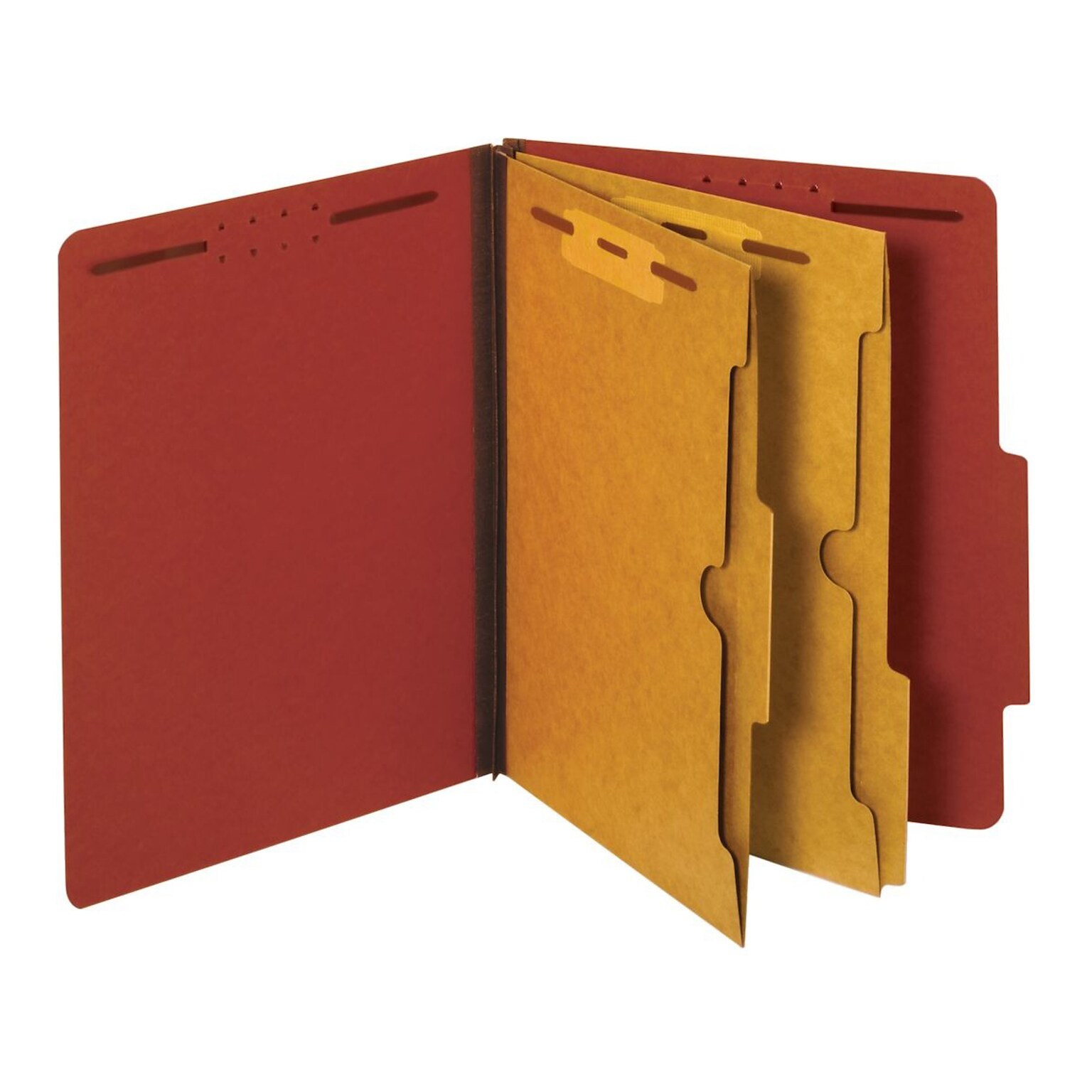 Pendaflex Pressboard Classification Folder, 2-Dividers, 2 1/2 Expansion, Letter Size, Red, 10/Box (24079)