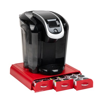 Mind Reader Plastic Single Serve Coffee Pod Storage Drawer, 36 Pod Capacity, Red (TRAY6-RED)