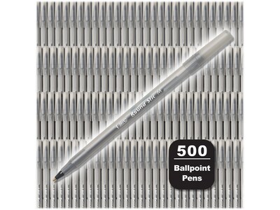 BIC Round Stic Xtra Life Ballpoint Pen, Medium Point, 1.0mm, Black Ink, 500/Pack (GSM500E-BLK)