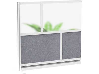 Luxor Modular Room Divider Add-On Wall, 48"H x 53"W, Gray PET/Frosted Acrylic (MW-5348-XFCG)