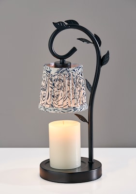 Simplee Adesso Ivy Candlewarmer 14.75" Halogen Table Lamp, Black/White (SL1193-01)