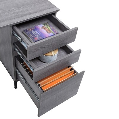 Lorell SOHO 55" W Desk with Side-Drawers, Charcoal (LLR97616)