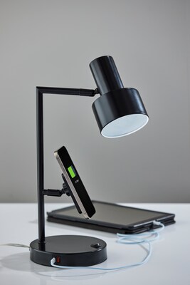 Adesso Rowe Supercharger Incandescent Desk Lamp, 19"H, Black (2606-01)