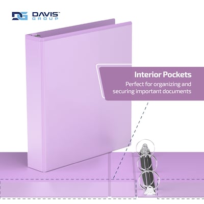 Davis Group Standard View 1.5" 3-Ring Binders, Lavender, 6/Pack (7412-13-06)