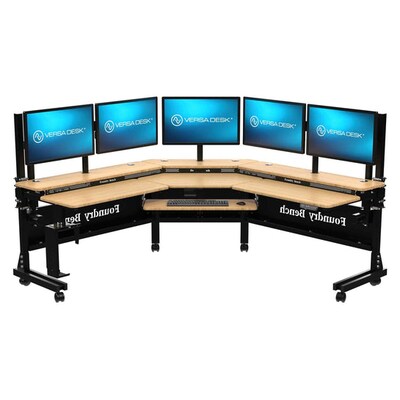 VersaDesk Foundry Bench 80W Electric Corner Adjustable Standing Desk, Bamboo (FBC8080-BNB-APP )