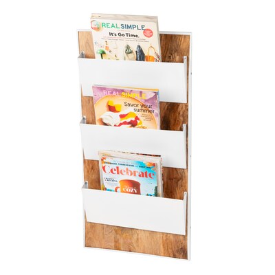 Mind Reader 3-Pocket Wood and Metal Mountable Wall File, Letter Size, White (WALLPOCKET-WHT)