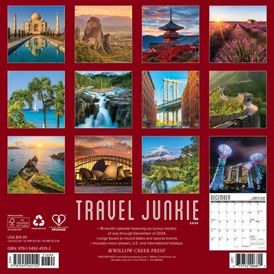 2025 Willow Creek Travel Junkie 12 x 12 Monthly Wall Calendar (45152)