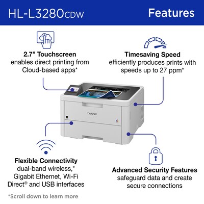 Brother HL-L3280CDW Wireless Compact Digital Color Printer, Laser Quality Output, Refresh Subscription Eligible