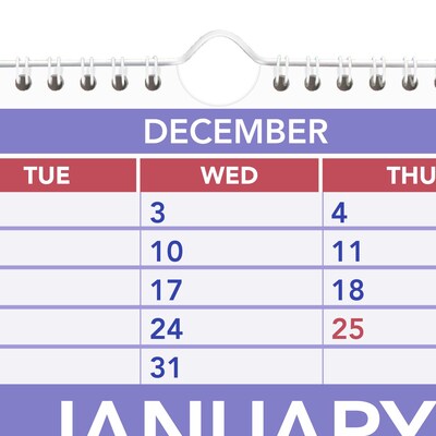 2026 AT-A-GLANCE 15.5" x 22.75" Three-Month Wall Calendar, White/Purple (PM6-28-26)