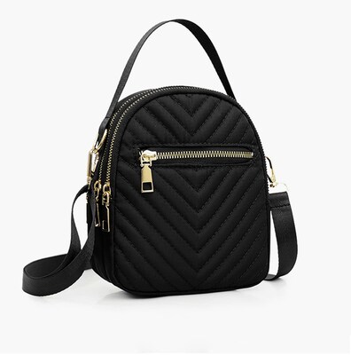 Nicci Polyester Cross-Body Quilted Bag, Black (CB3240510C-BLK)