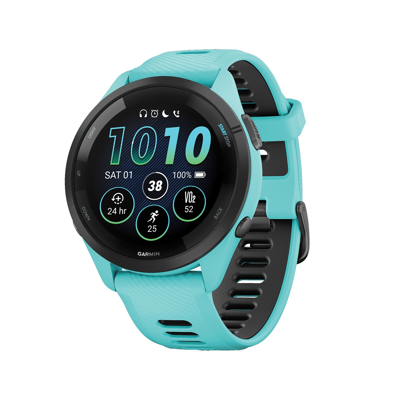 Garmin Forerunner 265 Smartwatch, GPS, 46mm, Aqua/Black Silicone Band (010-02810-02)