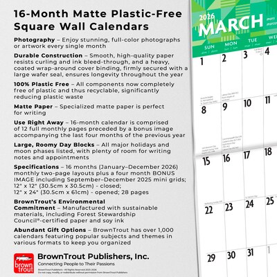 2026 BrownTrout Large Print 12" x 12" Monthly Wall Calendar (9798330704330)
