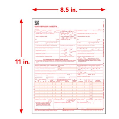 ComplyRight CMS-1500 Health Insurance Claim Forms (02/12), 8-1/2" x 11", Box of 1,000 (CMS12LC1)