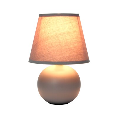 Creekwood Home Nauru 8.66 Traditional Petite Ceramic Orb Base Bedside Table Desk Lamp, Gray (CWT-20