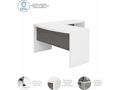 Bush Business Furniture Echo 60"W L Shaped Bow Front Desk, Pure White/Modern Gray (ECH025WHMG)