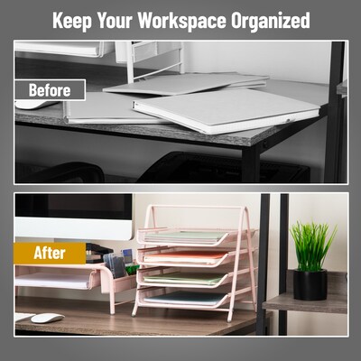 Mind Reader Metal Mesh Front Loading Letter Tray, Letter/Legal Size, Pink (4TPAPER-PNK)
