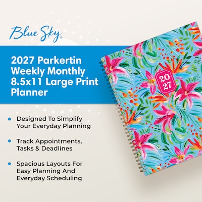 2027 Blue Sky 8.5" x 11" Weekly & Monthly Planner, Parkertin (164274)