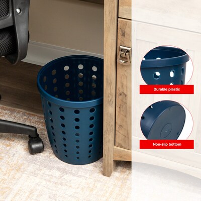 Staples Plastic Trash Can, 2.8 Gallon, Navy Blue (ST63896)