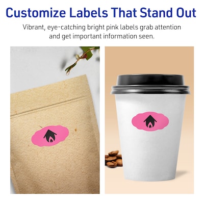 Avery Oval Scalloped Laser/Inkjet Multipurpose Labels, 1-1/8" x 2-1/4", Bright Pink (210/Pack)