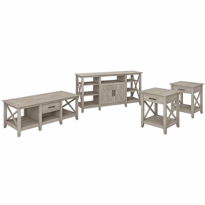 Bush Furniture Key West TV Stand Bundle, Washed Gray, Screens up to 70 (KWS025WG)