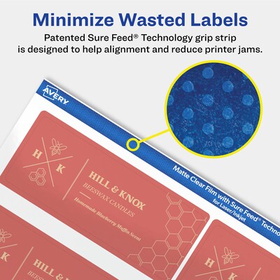 Avery Laser/Inkjet Rectangle Multipurpose Labels, 1-1/2" x 3-3/4", Clear, 250/Pack (94205)