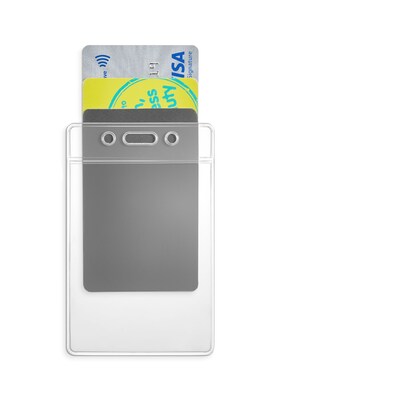 Staples ID Badge Holders, 3-1/2" x 2-1/2", Vinyl, Clear, 50/Pack (37868-CC)