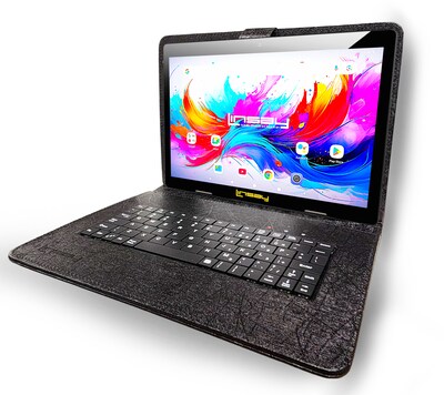 Linsay F10 Series 10.1 Tablet, Wi-Fi, Octa Core, 256GB eMMC, Android 15, with Black Unique Oracle Keyboard Case & Briefcase