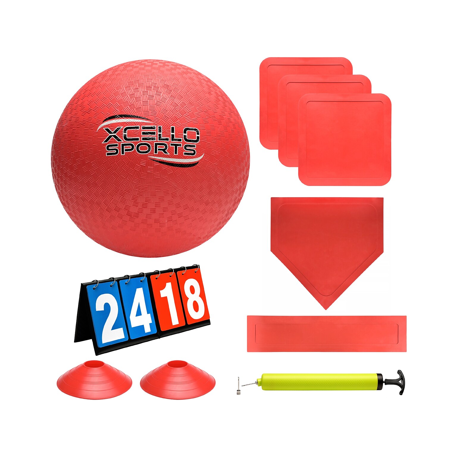 Xcello Sports Kickball Set, Red (KICKBALLSET-RED)
