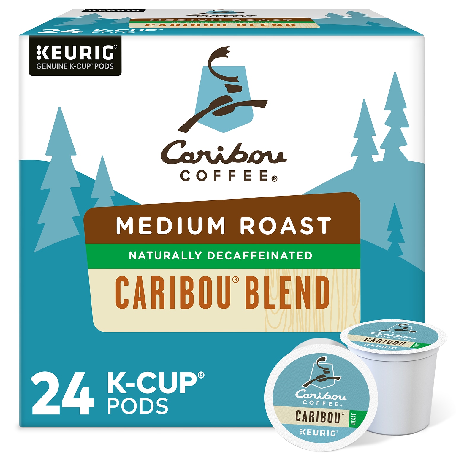 Caribou Coffee Caribou Blend Decaf Coffee, Medium Roast, 0.41 oz. Keurig® K-Cup® Pods, 24/Box (6995)