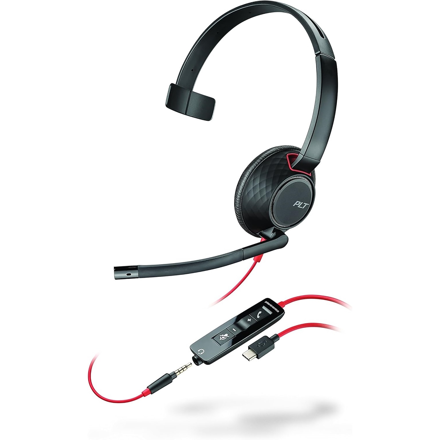 Poly Blackwire C5210 Monaural Wired Headset Noise Canceling Headset, Black (8M3W7AA#ABA)