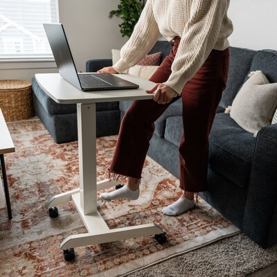 Mount-It! Height Adjustable Rolling Laptop Desk, Holds 17 lbs., White (MI-7997)