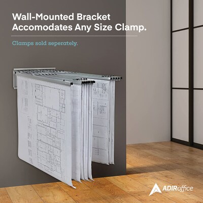 AdirOffice Steel Blueprint Large File Storage Pivot Wall Rack, Gray (617-KIT1)