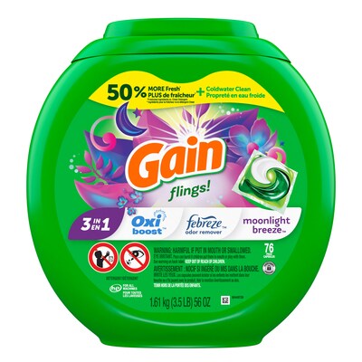 Gain Flings! Laundry Detergent Capsules, 56 oz., 76 Capsules (91796)