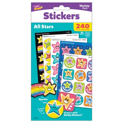 Trend Enterprises All Stars Mixed Stickers Variety Pack, 240/Pack (T-33010)