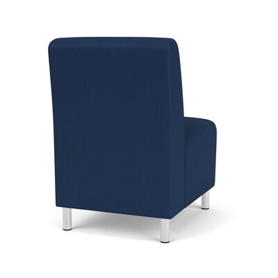 Lesro Ravenna Vinyl Guest Chair, Armless, Patriot Plus Imperial Blue/Brushed Steel (RV1102.FBS-01PPIB)