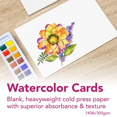 Strathmore 300 Series Watercolor Cards & Envelopes, 4.875" x 3.5",White, 6/Pack, 3 Packs/Bundle (STTP30523-3)