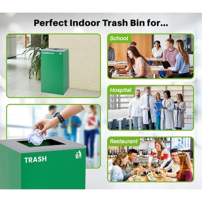 Alpine Industries Steel Recycling, Compost, and Trash Can Set, 29 Gallon, 3/Pack (ALP4450-BLK-KIT36)