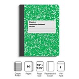 Staples Composition Notebook, 7.5 x 9.75, Graph Ruled, 80 Sheets, Green/White (TR55068)