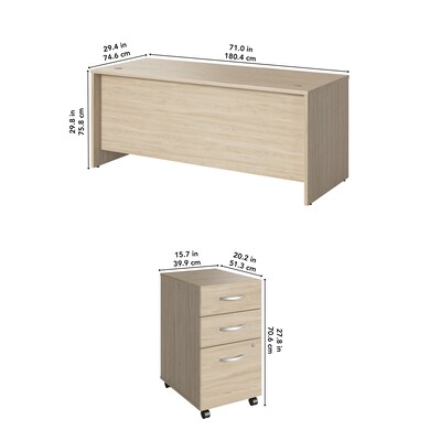 Bush Business Furniture Studio C 72"W Office Desk with Drawers, Natural Elm (STC013NESU)