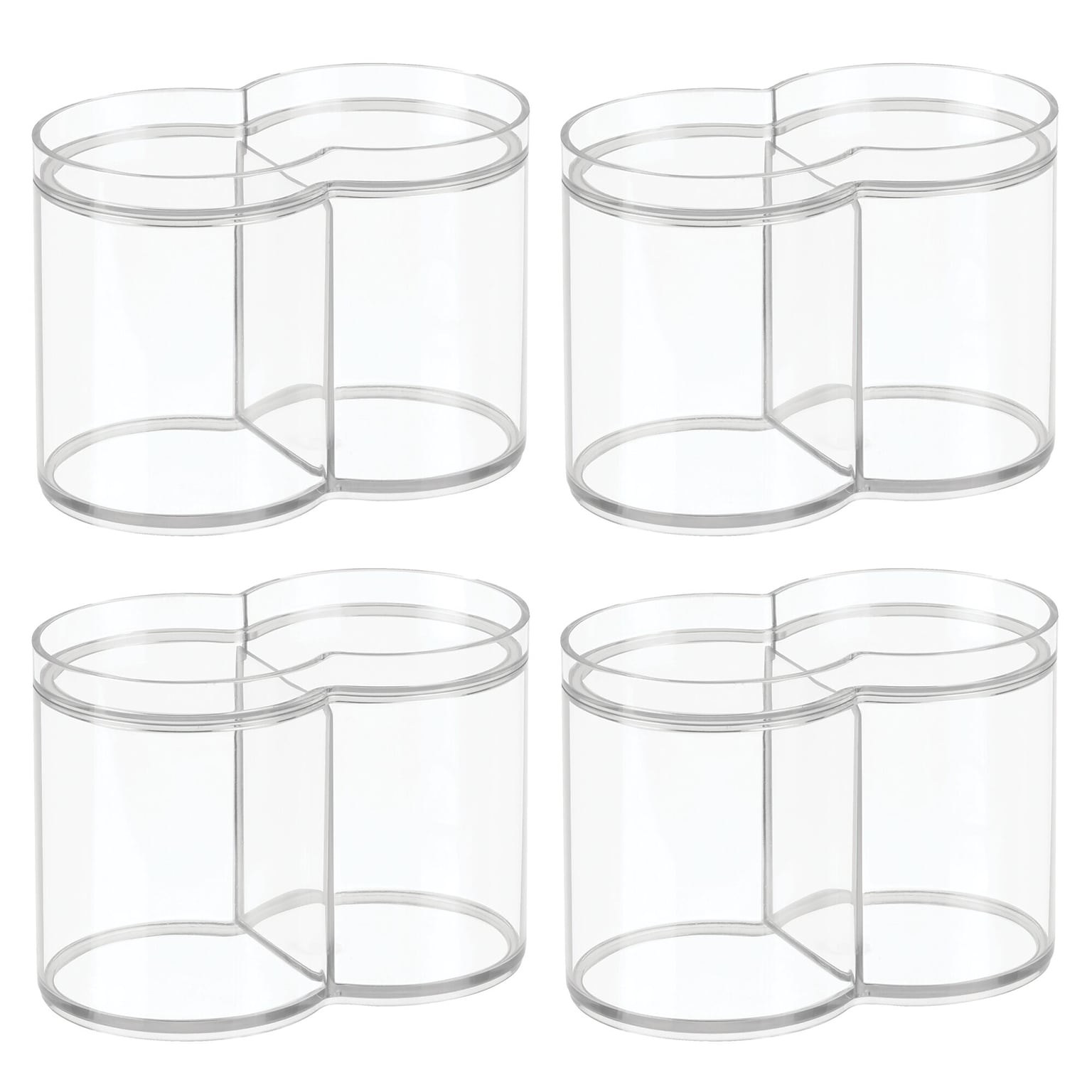 iDESIGN Stackable Plastic Dual Canister with Lid, Clear, 4/Pack  (28376M4)
