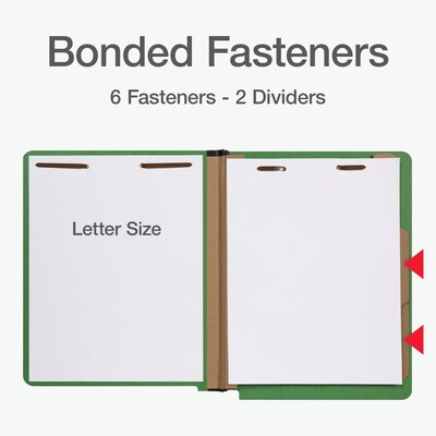 Pendaflex Pressboard Classification Folder, 2-Dividers, 2" Expansion, Letter Size, Green, 10/Box (1006948)