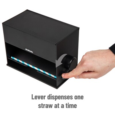 Mind Reader Plastic Straw Dispenser, Black (STRAWPUSH-BLK)