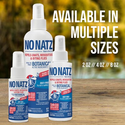 No Natz Natural DEET-Free Insect Repellent Spray for Gnats, Fresh Scent, 4oz, 4/Pack (BND04601)
