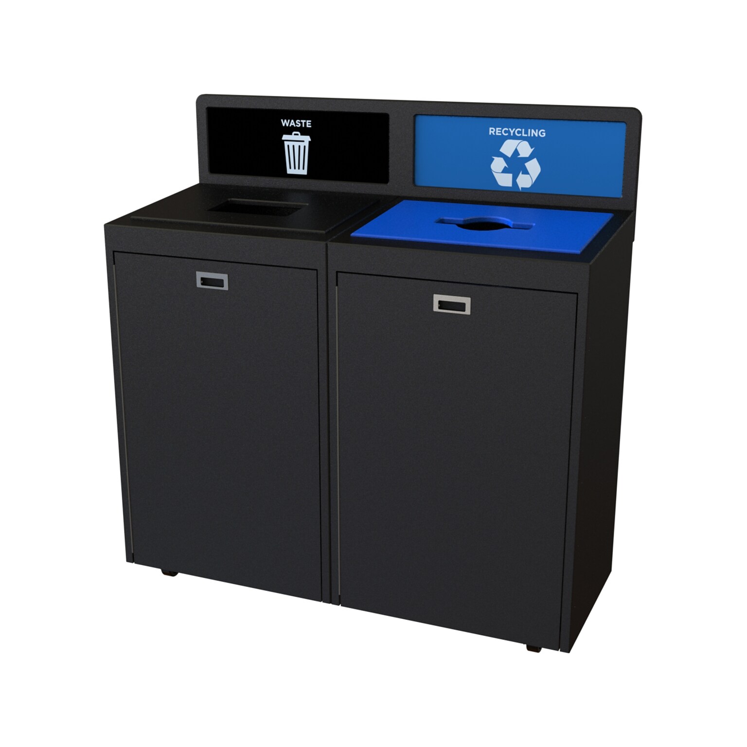 CleanRiver TIM Plastic Dual-Stream Recycling Station, 72 Gallon, Black (TIM72-2-WR-BK)