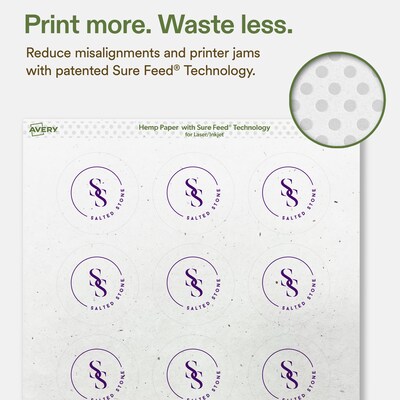 Avery Hemp Round Laser/Inkjet Multipurpose Labels, 2-1/4" Dia, Off-White (240/Pack)