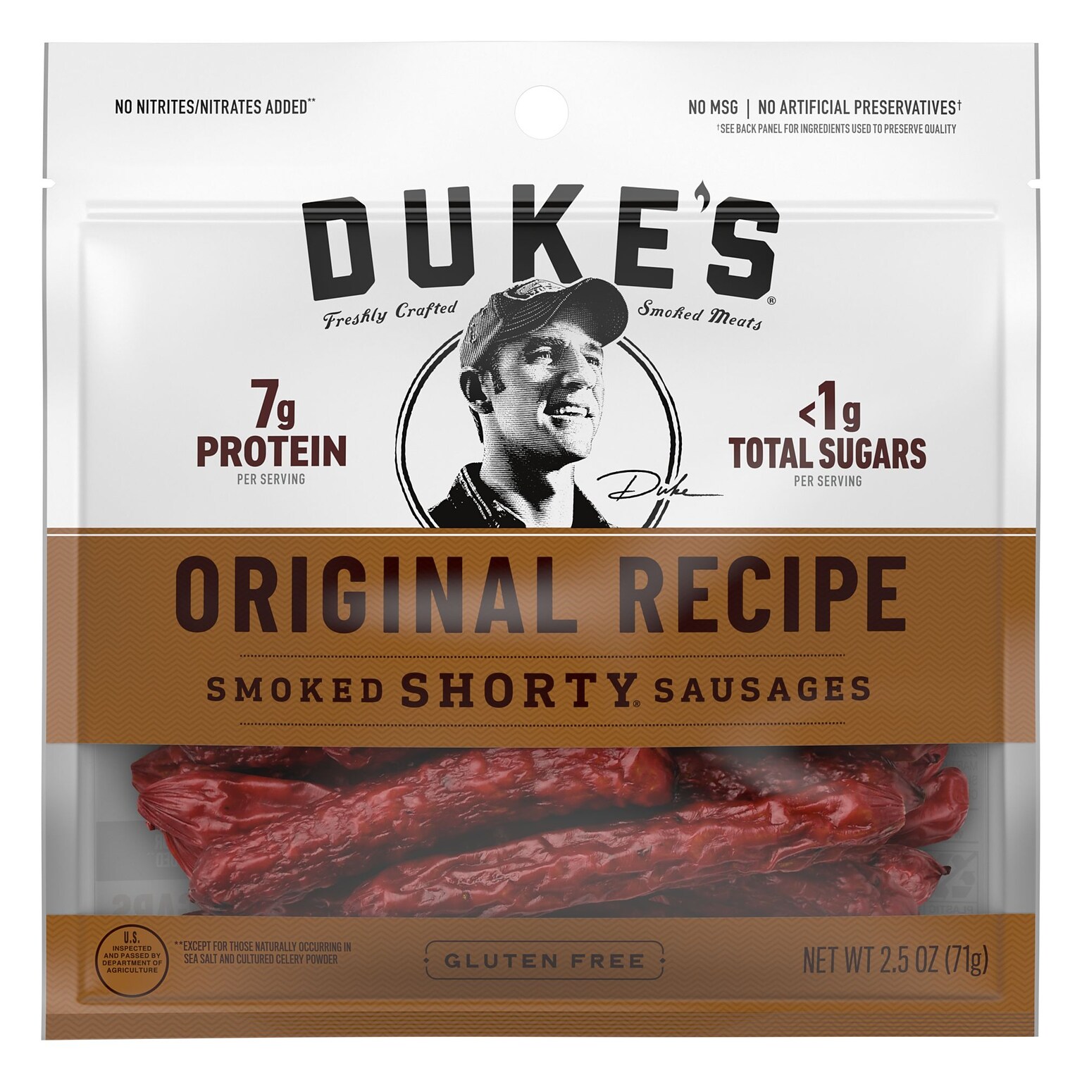 Dukes Original Smoked Shorty Sausages, 2.75 oz., 7 Bags/Carton (GOV02173)
