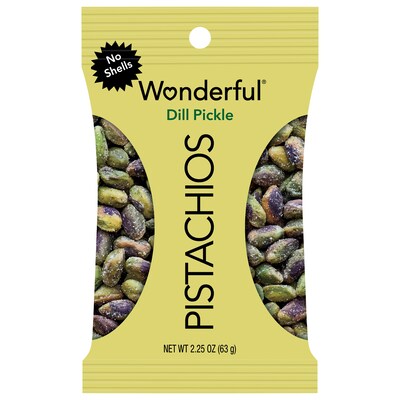 Wonderful Pistachios Salted Dill Pickle Pistachios, 2.25 oz., 8 Bags/Box (DP0146A25M)