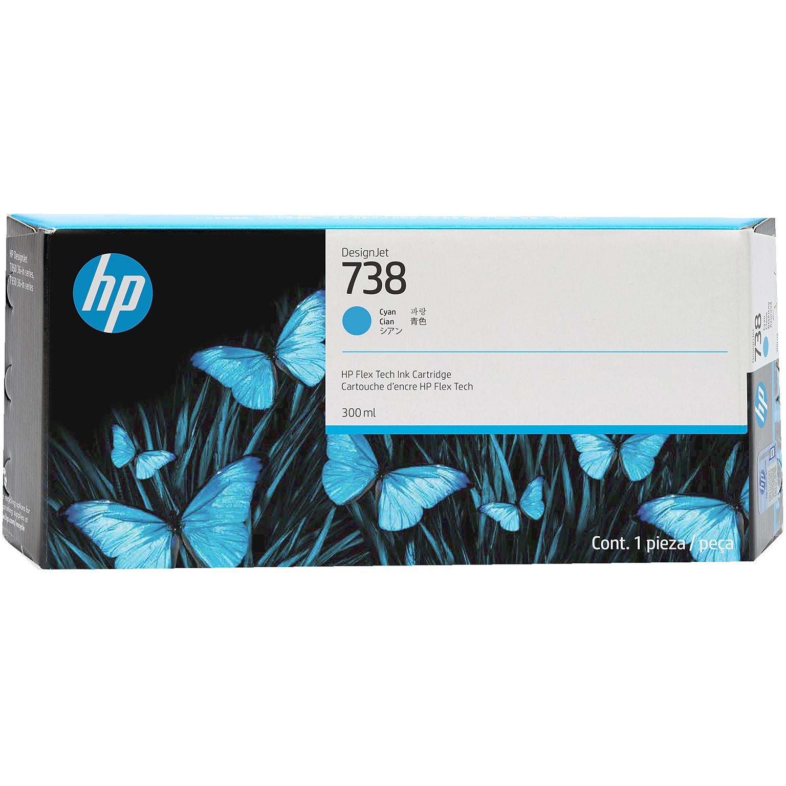 HP 738 Cyan Standard Yield Ink Cartridge (676M6A)