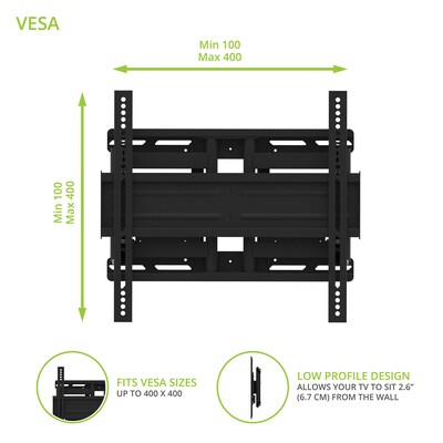 Kanto Full Motion Anti-Theft Security TV Mount for 37" - 65" TVs, Black (SDX600)